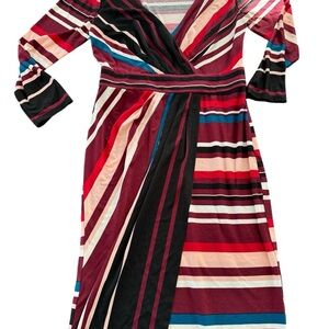 New York & Company Striped Multicolor Wrap Dress
